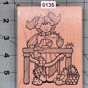 People dolls kids Wood mounted Rubber Stamp Vintage