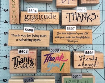 Verbiage Thank You Wood Mounted Rubber Stamps Vintage