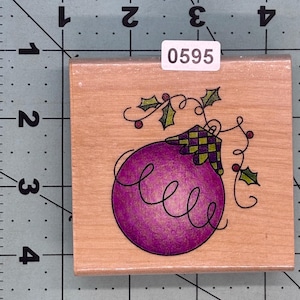 Christmas Ornament Vintage Wood Mounted Rubber Stamp