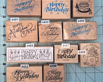 Birthday Verbiage Happy Birthday Wording Wood Mounted Rubber Stamps previously owned
