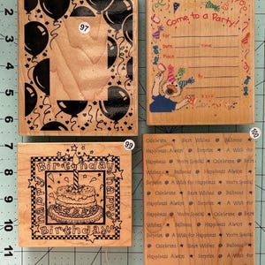 Birthday Card Size - Wood Mounted Rubber Stamps Vintage
