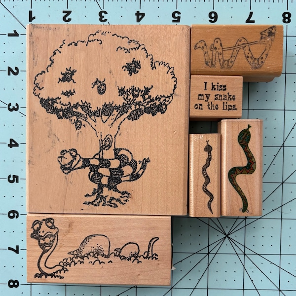 SNAKES -Vintage Wood Mounted Rubber Stamps