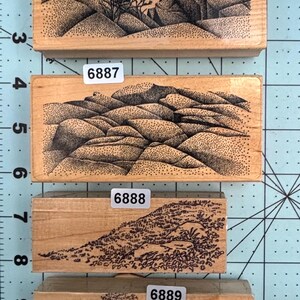Landscape Wood Mounted Rubber Stamps Vintage