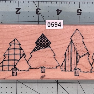 Christmas Tree Vintage Wood Mounted Rubber Stamp