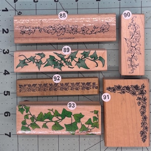Ivy Wood Mounted Rubber Stamps Vintage