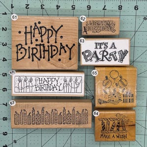 Birthday Wood Mounted Rubber Stamps Vintage