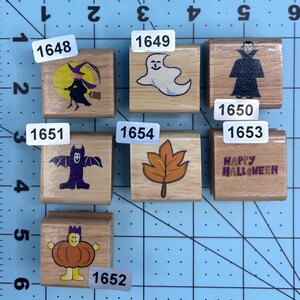 Halloween Wood Mounted Rubber Stamps Used