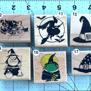 Halloween Witches Wood Mounted Rubber Stamps Vintage