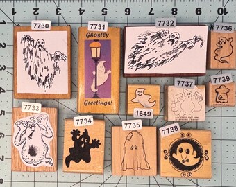 Halloween Wood Mounted Rubber Stamps Used