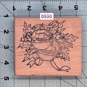 Christmas Ornament Vintage Wood Mounted Rubber Stamp