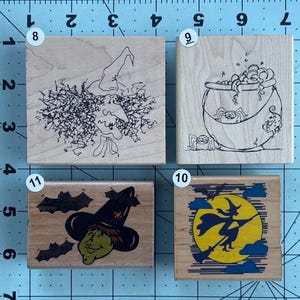 Halloween Witches Wood Mounted Rubber Stamps Vintage