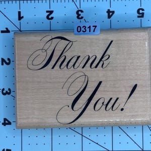 Verbiage Thank You Wood Mounted Rubber Stamp Vintage