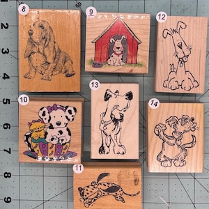 Dogs Wood Mounted Rubber Stamps Vintage