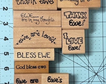 Verbiage - Card Sentiments - Wood Mounted Rubber Stamps Vintage