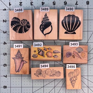 Shells Wood Mounted Rubber Stamps vintage
