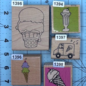 Ice Cream Wood Mounted Rubber Stamps Vintage
