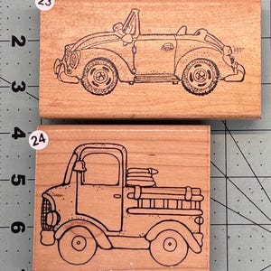 Transportation truck cars tank fire truck VW beetle Wood Mounted Rubber Stamps