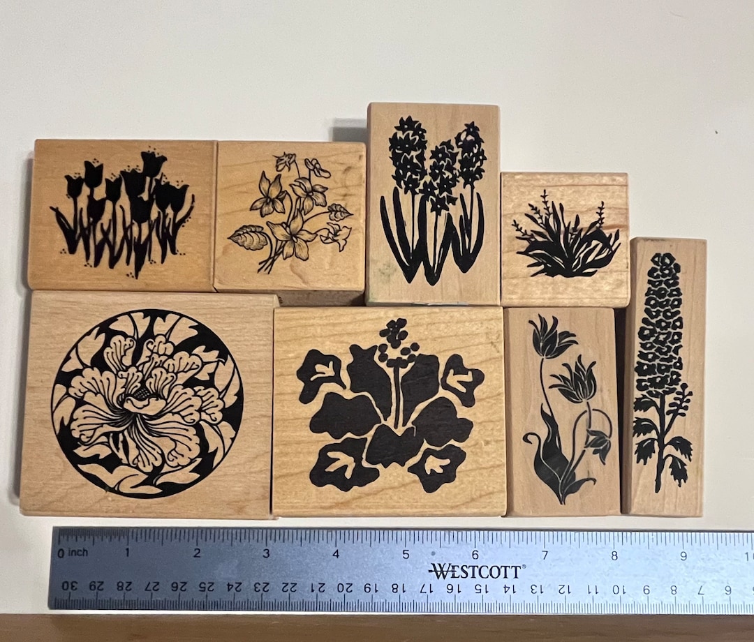 Flowers Rubber Stamps Etsy