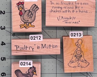 Chicken Vintage Wood Mounted Rubber Stamp