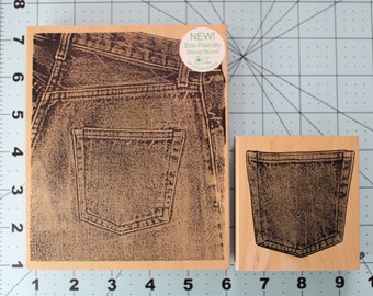 JEAN POCKET’s- Wood Mounted Rubber Stamp VINTAGE