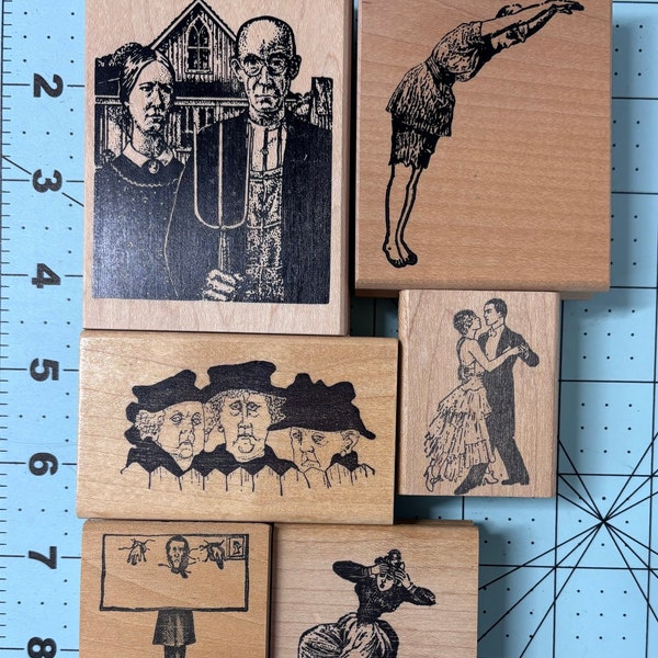 PEOPLE / ladies / men  - wood mounted Rubber Stamps Vintage 1990’s