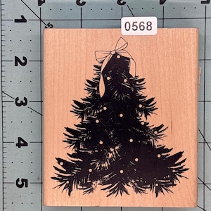 Christmas Tree Vintage Wood Mounted Rubber Stamp