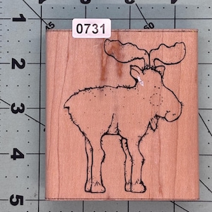 Wildlife Moose Vintage Wood Mounted Rubber Stamp