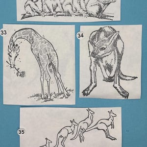 Animals Koala giraffe kangaroo Cling Mount Rubber Stamp set Vintage