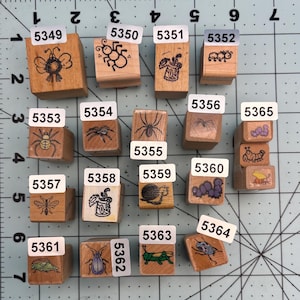 Bugs Wood Mounted Rubber Stamps Vintage