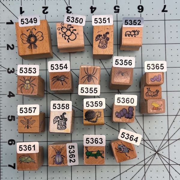 Bugs Wood Mounted Rubber Stamps Vintage