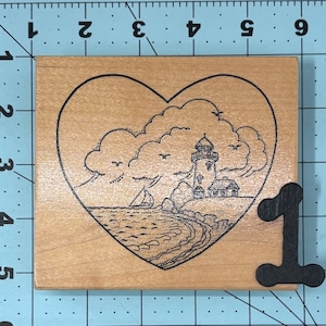 Lighthouse Vintage Wood Mounted Rubber Stamp