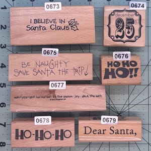 Christmas Verbiage Vintage Wood Mounted Rubber Stamps