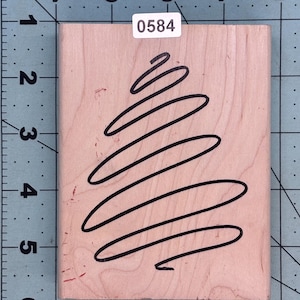 Christmas Tree Vintage Wood Mounted Rubber Stamp
