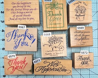 Verbiage Thank You Card Sentiments Vintage Wood Mounted Rubber Stamps