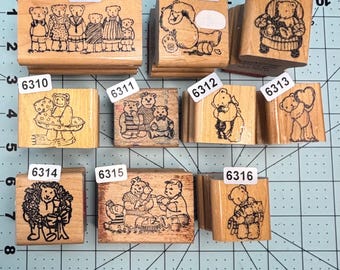 Bears Teddy Bear Vintage Wood Mounted Rubber Stamps