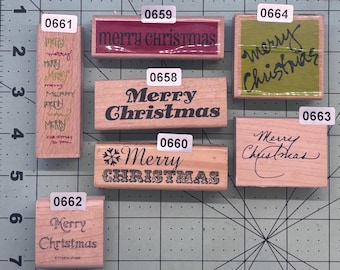 Christmas Verbiage Vintage Wood Mounted Rubber Stamps