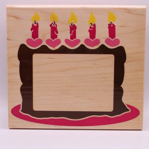 Birthday Cake Wood Mounted Rubber Stamps Vintage
