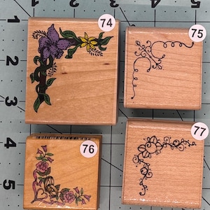 Corner Wood Mounted Rubber Stamps Vintage