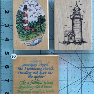 Lighthouse Religious Wood Mounted Rubber Stamp Vintage