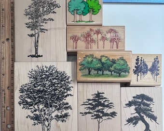 TREES - Wood Mounted Rubber Stamps Vintage