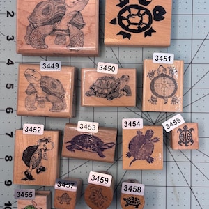 Turtle Wood Mounted Rubber Stamps Vintage