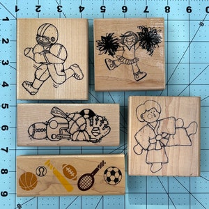 PEOPLE / dolls : kids Sports  - Wood mounted Rubber Stamps Vintage