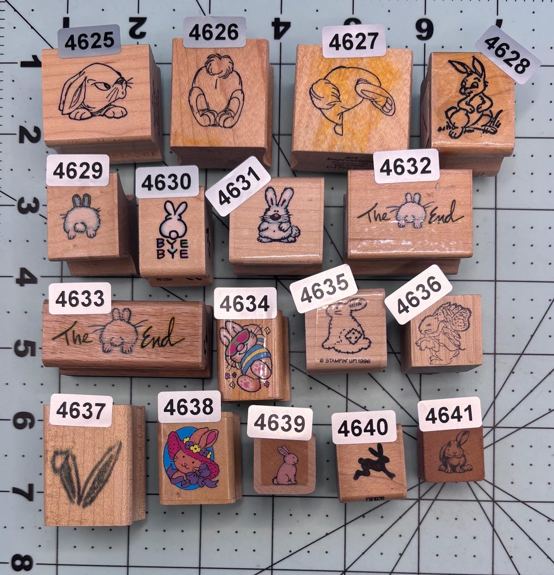 Rabbits Bunnies Easter Small Wood Mounted Rubber Stamps - Etsy