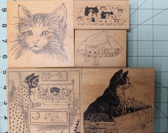 CATS  - Rubber Stamps - Vintage