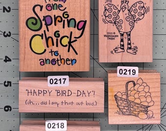 Chicken Vintage Wood Mounted Rubber Stamp