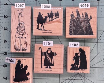 Christmas Religious faith Nativity Wood Mounted Rubber Stamps Vintage