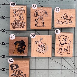 Dogs Wood Mounted Rubber Stamps Vintage