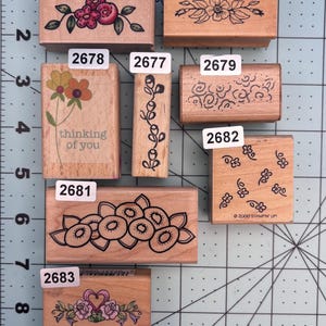 Flowers Vintage Wood Mounted Rubber Stamps