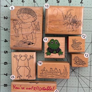 Frogs Vintage Wood Mounted Rubber Stamps