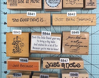 Verbiage Wood Mounted Rubber Stamps Vintage